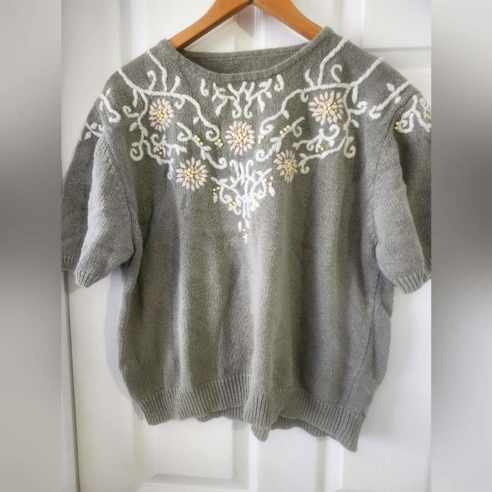 Short sleeve sweater mint/grey